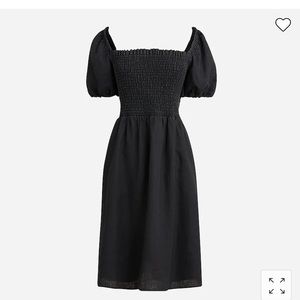 Puff sleeve smoked mini linen dress